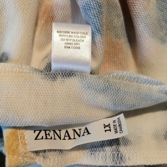 Blue Tie Dye Soft French Terry Cami Maxi Dress Plus Sized 2X - Picture 14 of 15